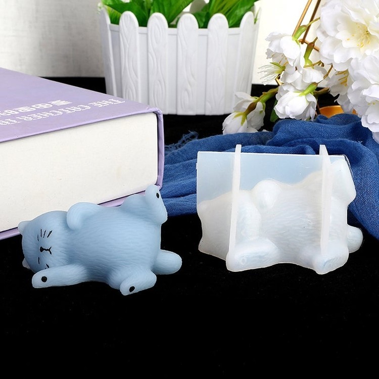 Силиконовый молд - 3D лежащий котик, 9х5 см — картинка 2