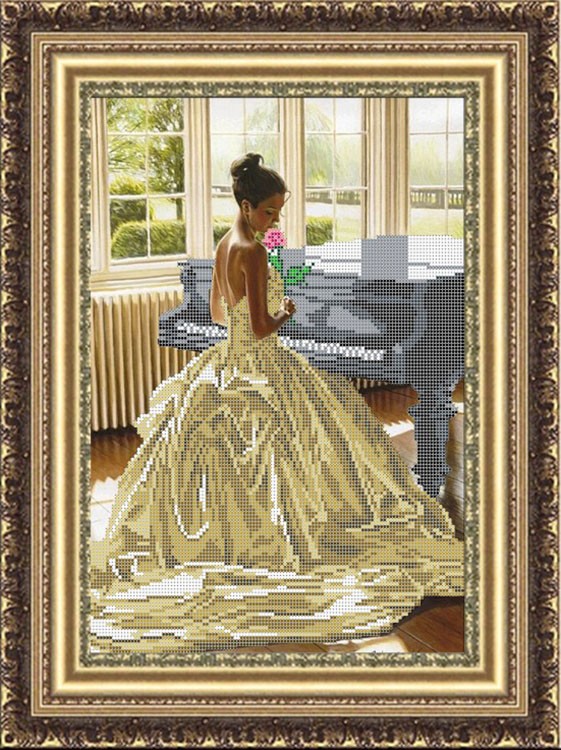 Рисунок на ткани «Девушка и рояль»