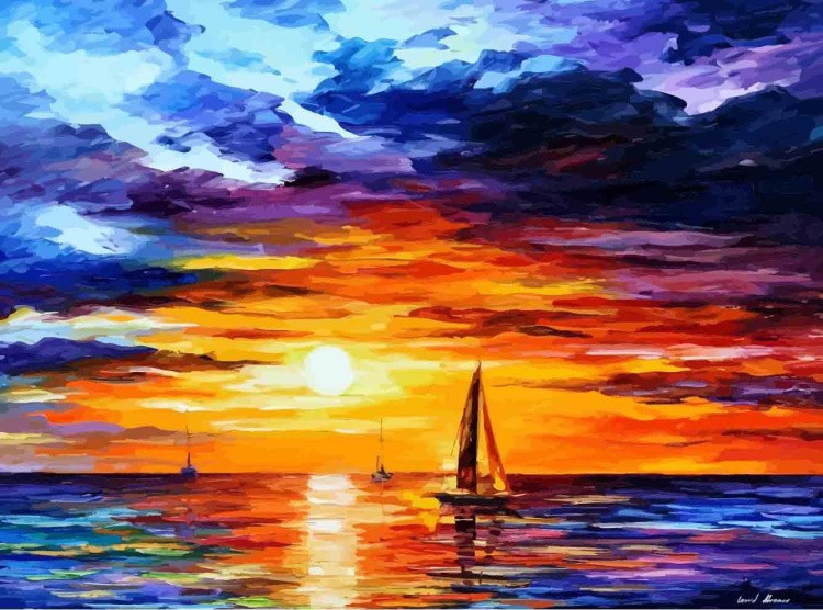 Картина по номерам «Корабли уходят на закат»