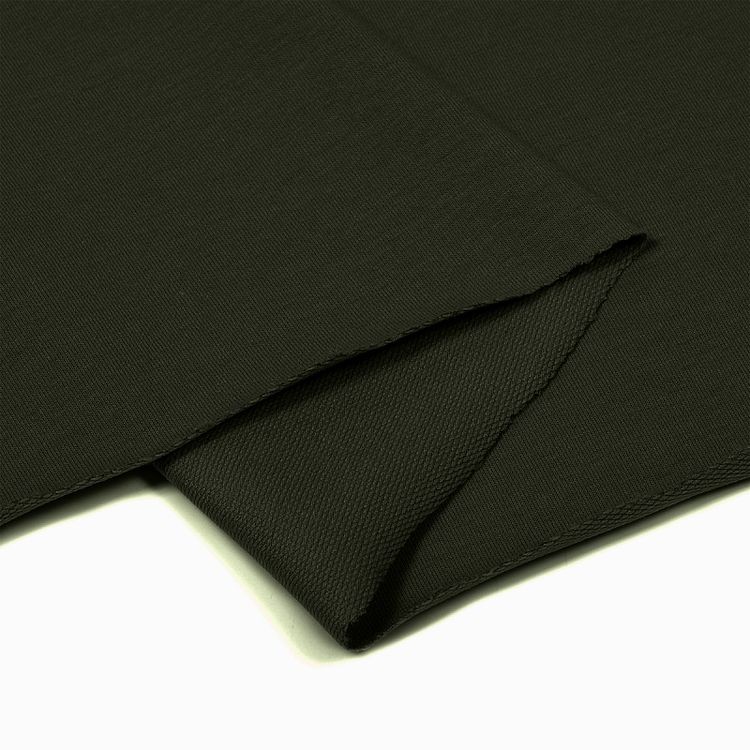 Ткань трикотаж Футер 2х нитка, петля, с лайкрой, 6 м, ширина 180 см, 230 г/м2, пенье, цвет: темный хаки, TBY — картинка 4