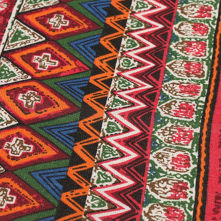 Ткань Лен, 140 г/м², 5 м x 150 см, цвет: красный, геометрический принт, TBY — картинка 4