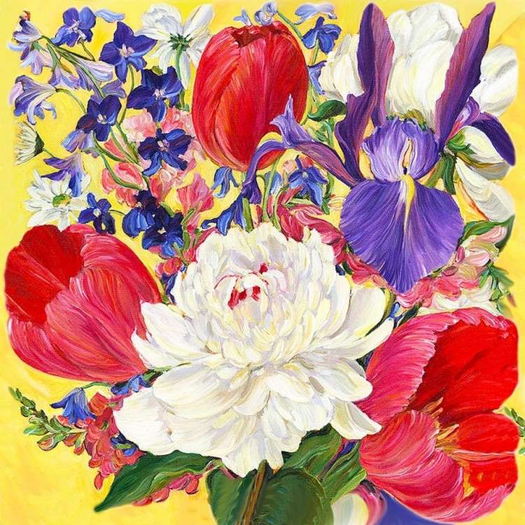 Алмазная картина-раскраска «Весенние цветы»