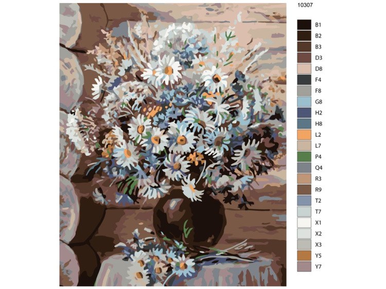 Картина по номерам «Ваза с ромашками» — картинка 2