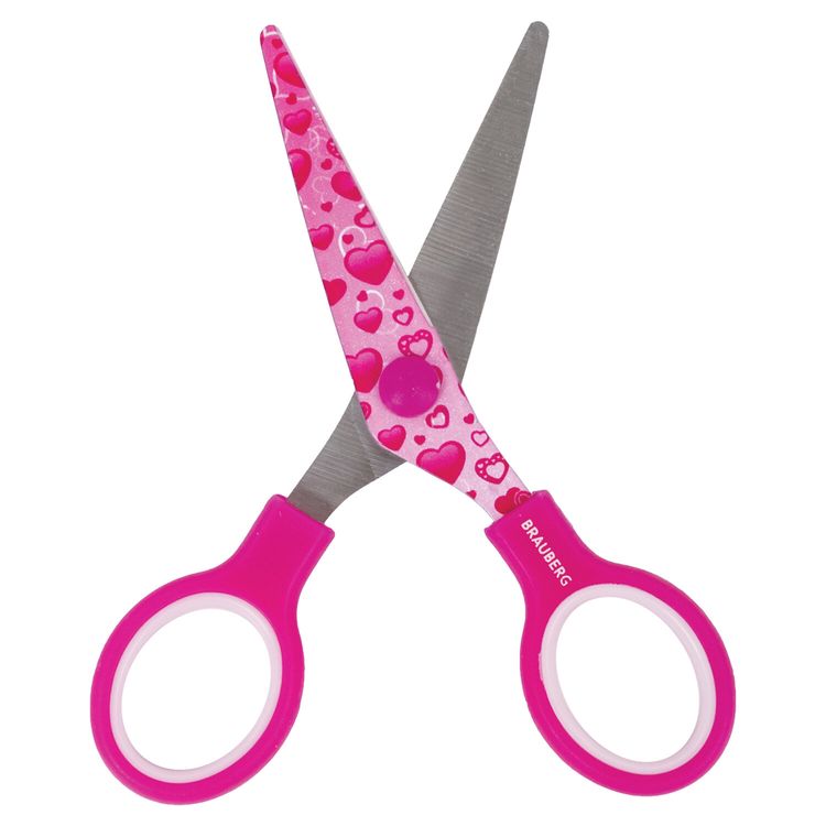 Ножницы Kid Series, 13 см, с цветной печатью «Сердечки», закругленные, Brauberg — картинка 3