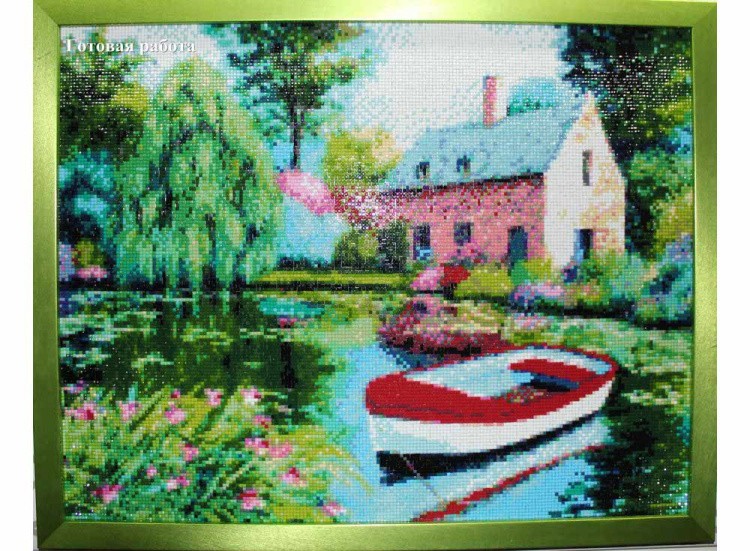 Алмазная вышивка «Дом у пруда» — картинка 3