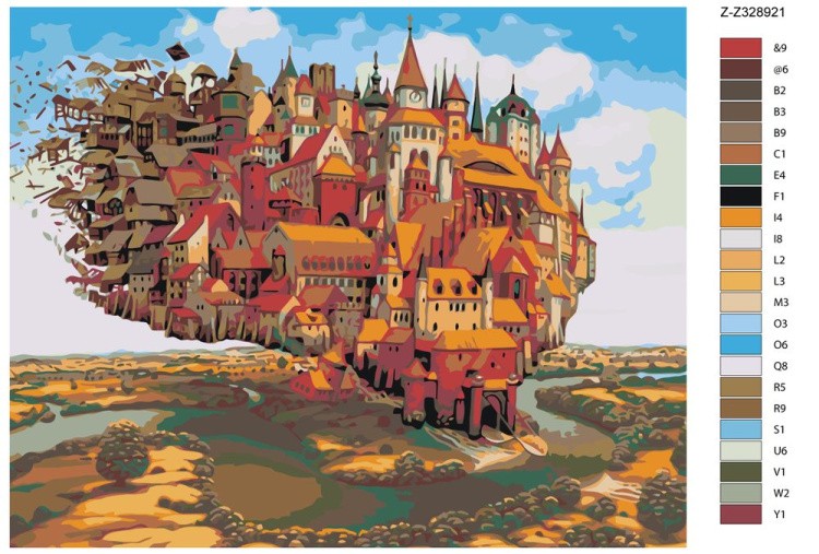 Картина по номерам «Летающий город» — картинка 2