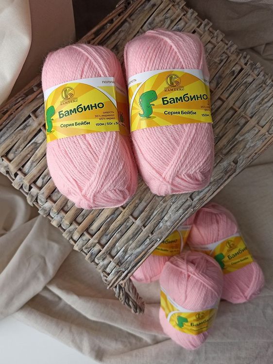 Пряжа Камтекс Бамбино (055), светло-розовый, 5 шт. по 50 г — картинка 2