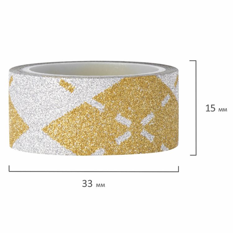 Клейкие ленты декоративные с блестками «Узоры», 7 цветов, 15 мм х 3 м — картинка 5