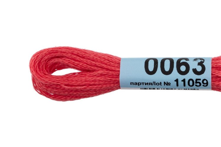 Нитки для вышивания Gamma мулине, 24 шт. по 8 м, цвет: 0063 светло-красный