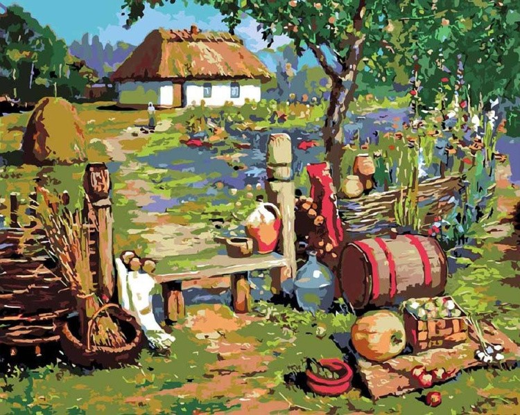 Новогодняя деревня Раскраска картина по номерам на холсте Z-AB купить в Москве и СПб