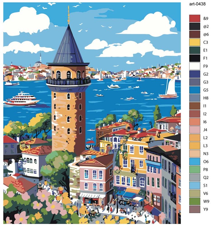Картина по номерам «Стамбул, Турция: Галатская башня, море» — картинка 2