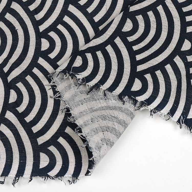 Ткань льняная, 1 м x 150 см, 140 г/м², цвет: синий, принт, TBY — картинка 4