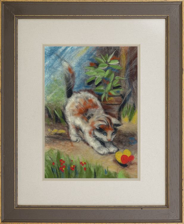 Картина шерстью «Игривый котенок» — картинка 2