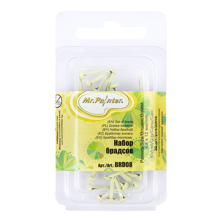 Набор брадсов, 4,5x12 мм, 30 шт., цвет: зеленый, Mr.Painter — картинка 3