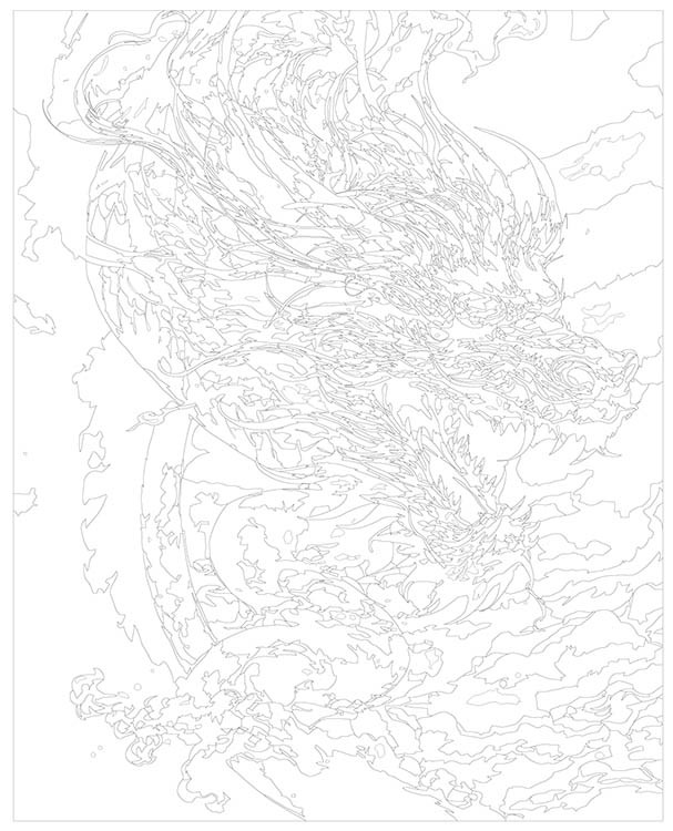 Картина по номерам «Восточный зеленый дракон» — картинка 3
