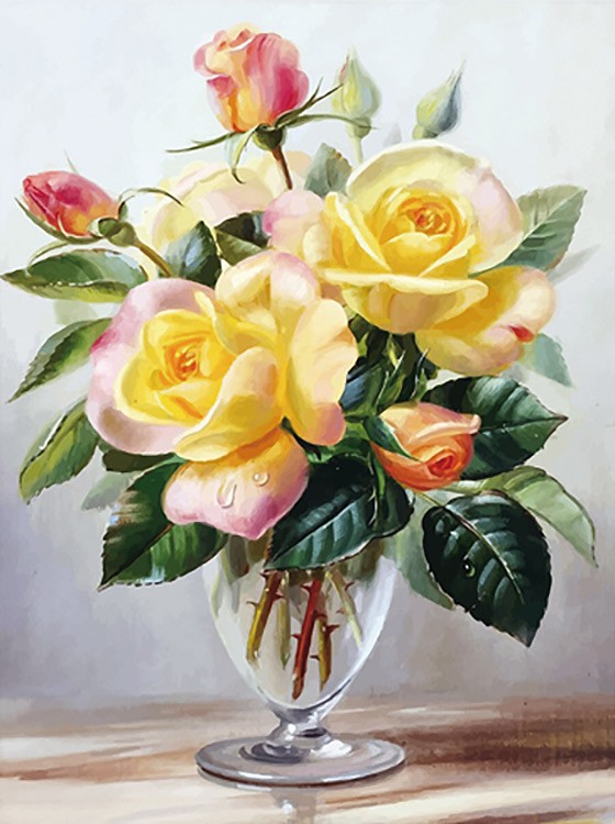 Алмазная вышивка-открытка «Чайные розы»