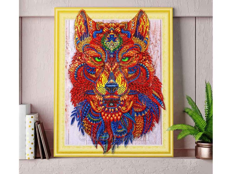Алмазная вышивка 5D «Зеленоглазый волк» — картинка 5