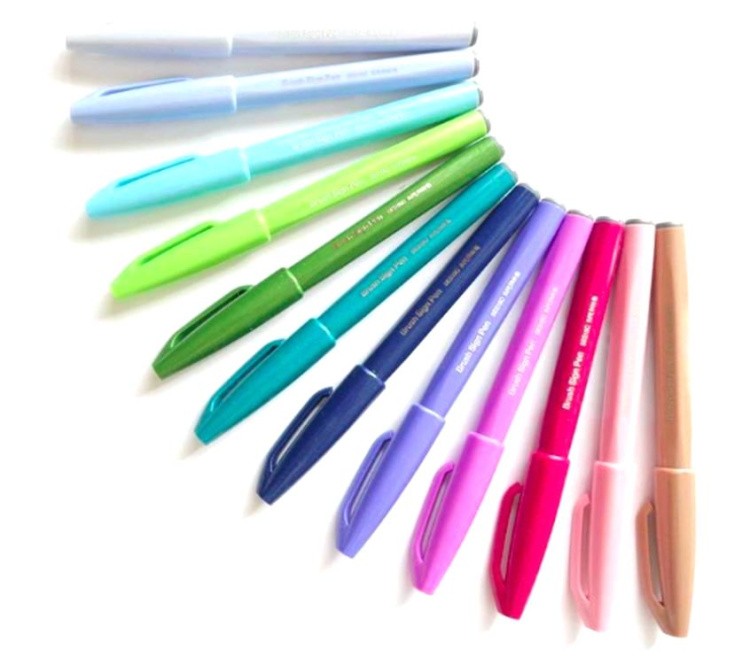 Фломастер-кисть Brush Sign Pen, 2 мм, цвет: голубой, Pentel — картинка 7