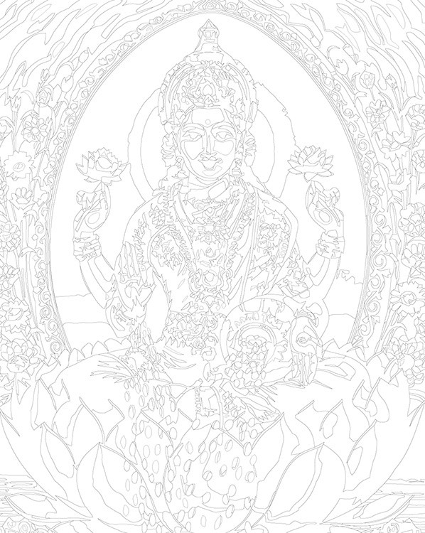 Картина по номерам «Религия индуизм: богиня Лакшми на лотосе» — картинка 3