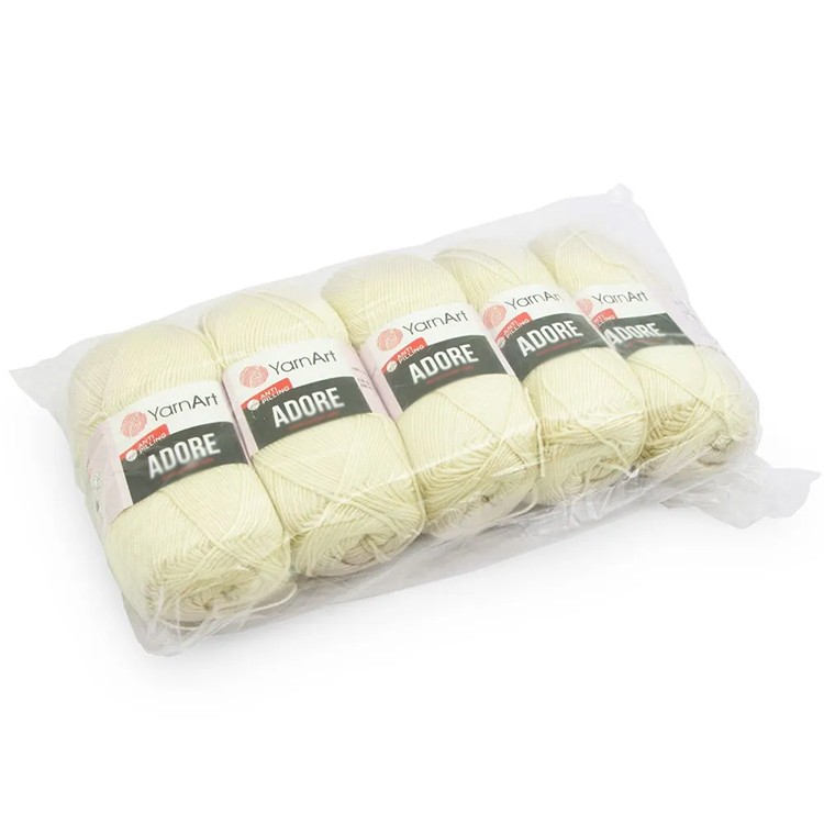 Пряжа YarnArt Adore (331), жемчужный, 5 шт. по 100 г — картинка 4