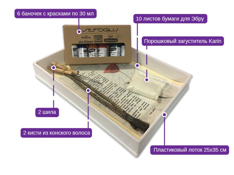 Набор для эбру 6 цветов №3, Karin — картинка 4