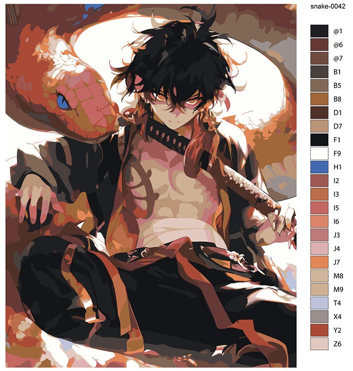 Картина по номерам «Огромная змея в стиле аниме Арт, манга» — картинка 2