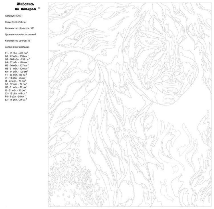 Картина по номерам «Пестрая девушка» — картинка 3