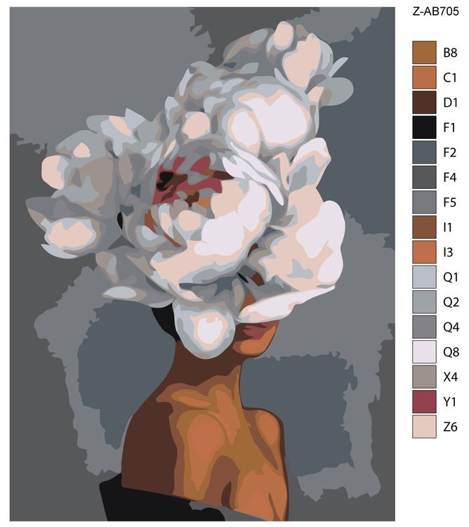 Картина по номерам «Портрет с белыми пионами» — картинка 2
