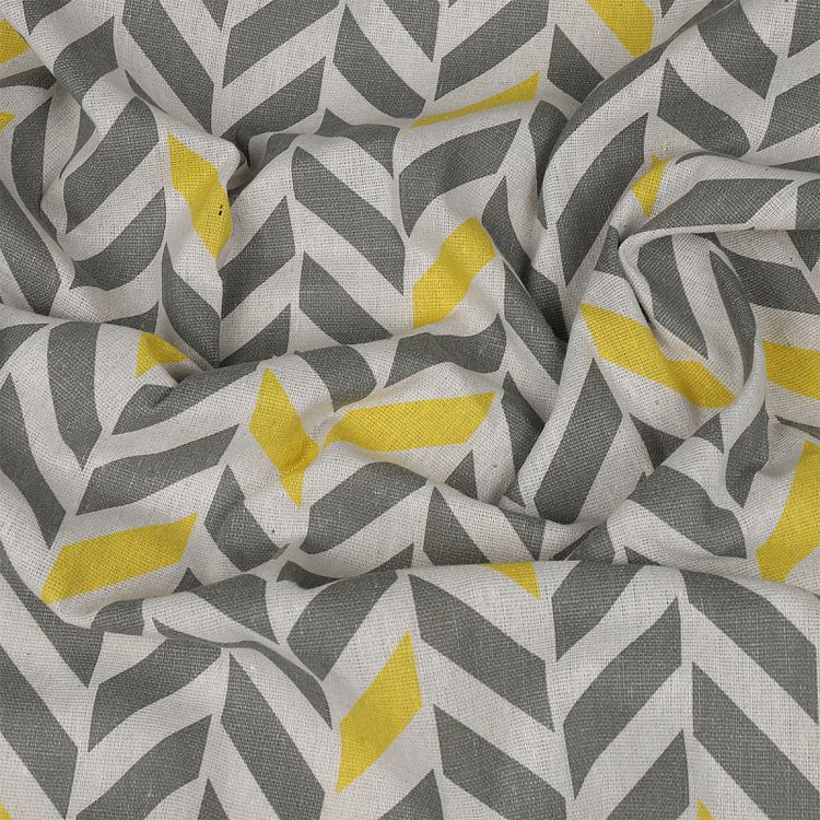 Ткань Лен, 140 г/м², 5 м x 150 см, цвет: серый, геометрический принт, TBY — картинка 3