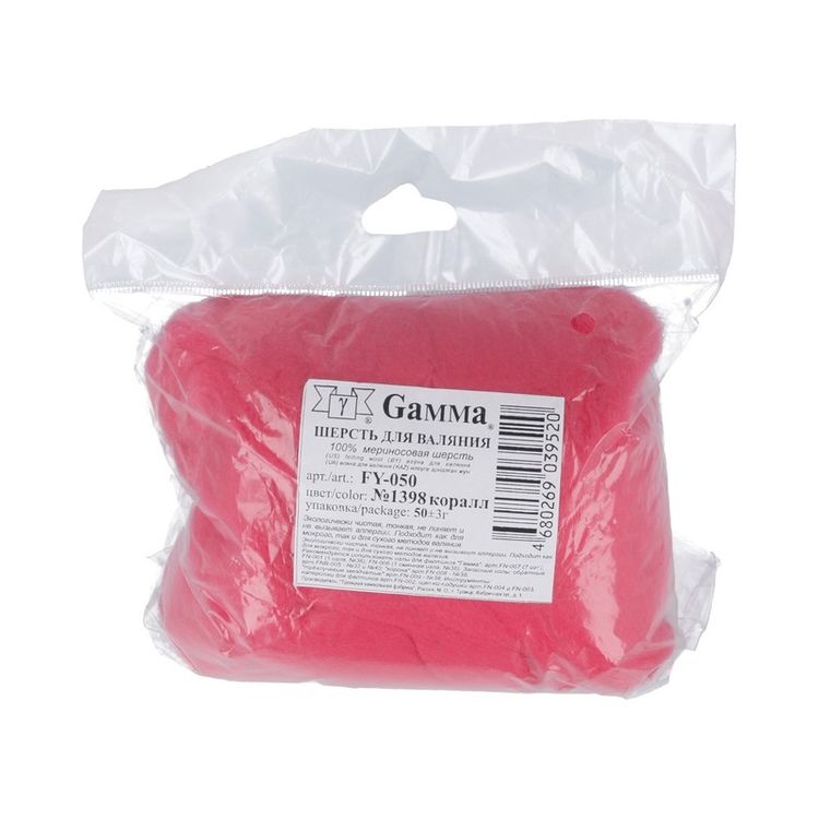 Шерсть для валяния Gamma FY-050 (коралл), 50 г — картинка 2