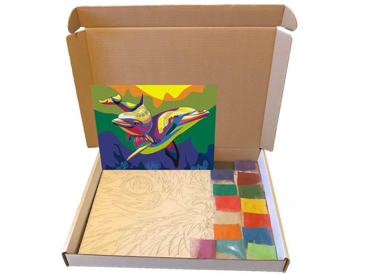 Картина цветным песком «Дельфины» — картинка 4