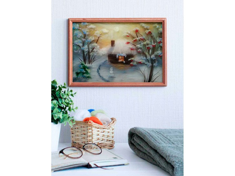 Картина шерстью «Зимний вечер» — картинка 4