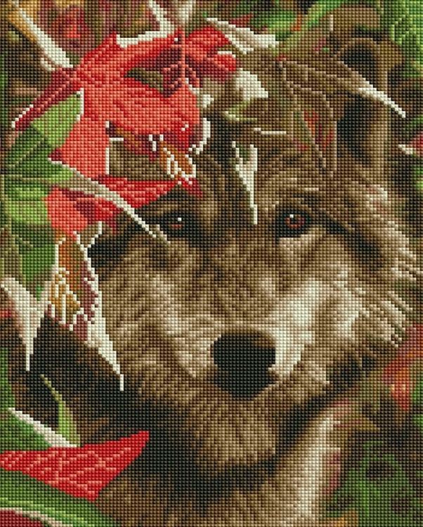 Алмазная вышивка «Волчонок в осеннем лесу»