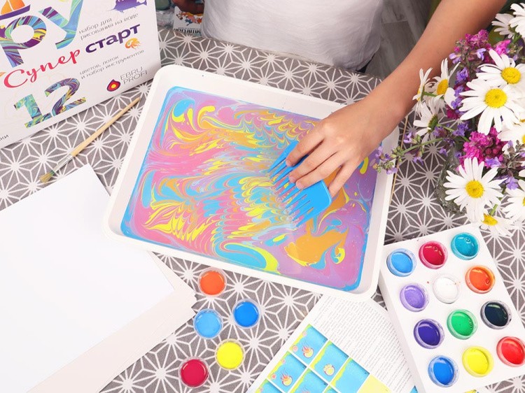 Набор для эбру «Супер Старт» 12 цветов, Эбру-Профи — картинка 4