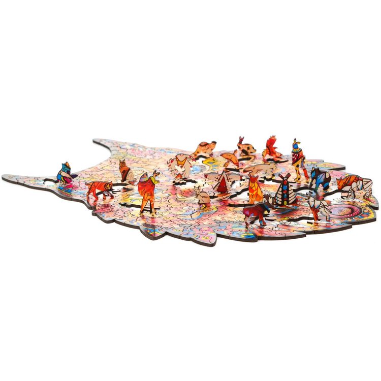 Деревянный пазл Unidragon «Нежная рысь», размер S (А5) — картинка 8