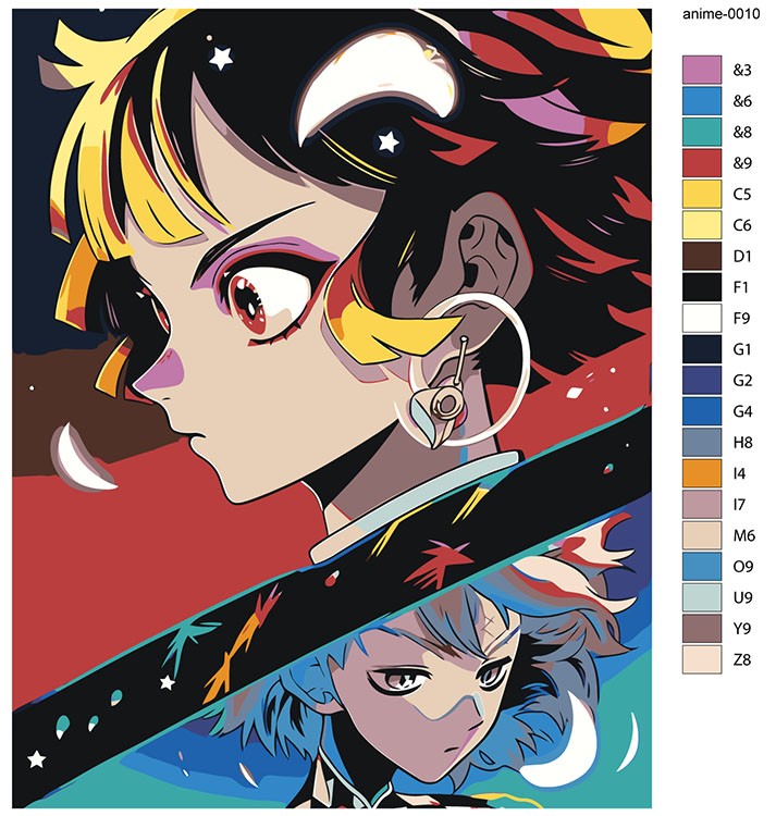 Картина по номерам «Аниме: Два персонажа с яркими волосами» — картинка 2