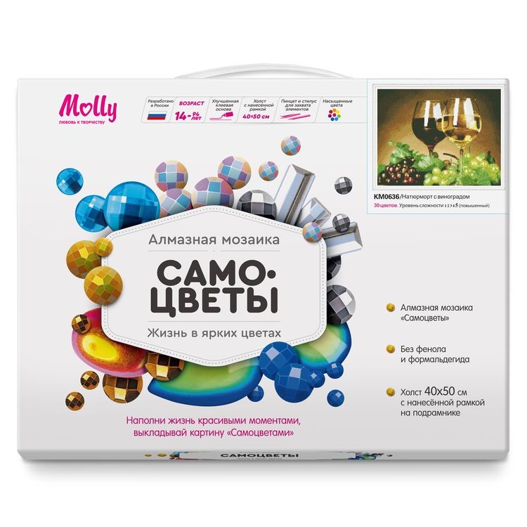 Алмазная вышивка «Натюрморт с виноградом» — картинка 2