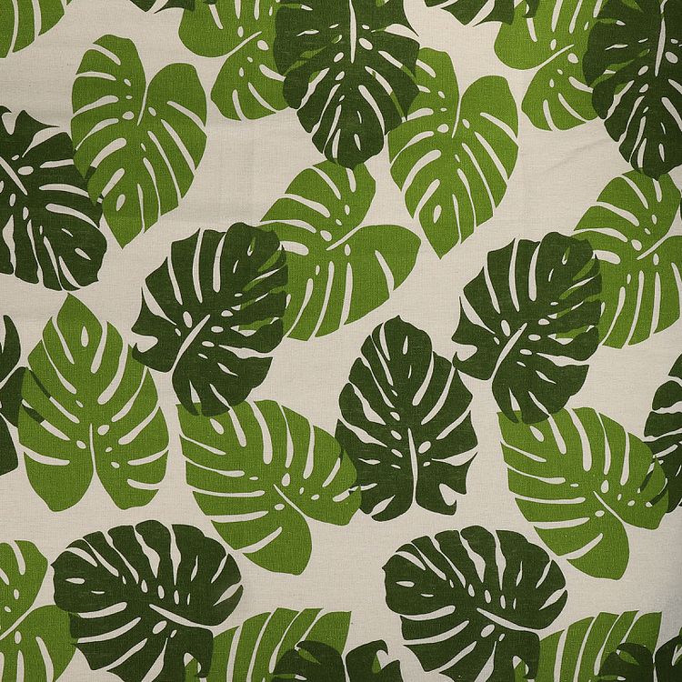 Ткань льняная, 3 м x 150 см, 140 г/м², цвет: бежевый, растительный принт, TBY — картинка 2