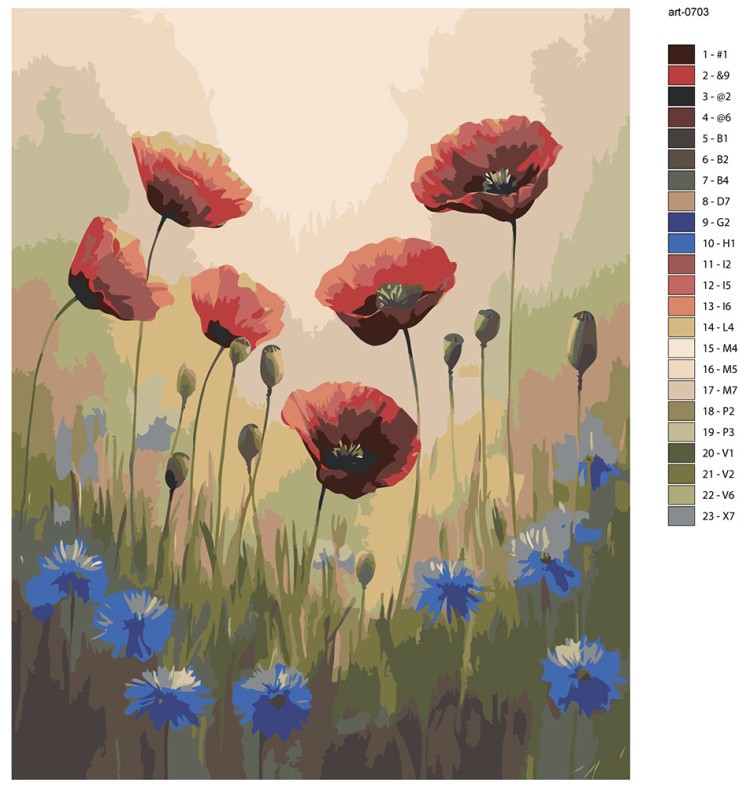 Картина по номерам Цветы яркие маки и васильки — картинка 2