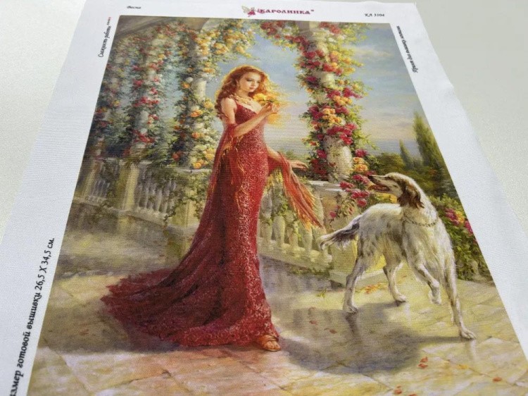 Принт для вышивки лентами на габардине «Весна» — картинка 5