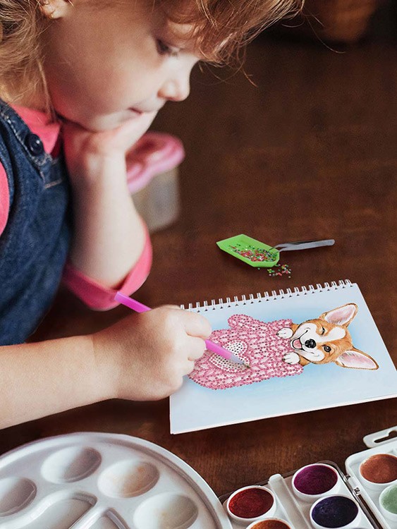 Алмазная мозаика - тетрадь «Корги», клетка 48 листов — картинка 3