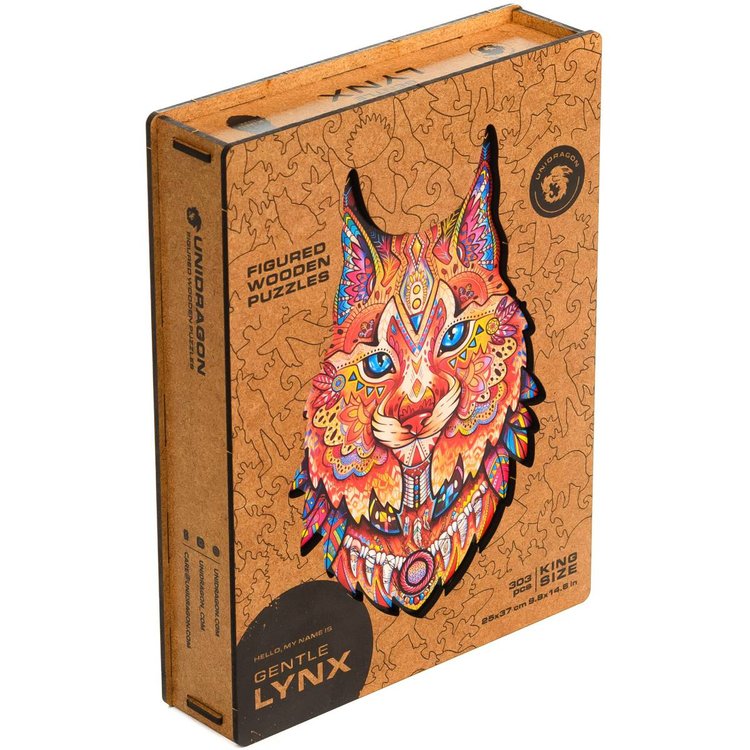 Деревянный пазл Unidragon «Нежная рысь», размер S (А5) — картинка 11