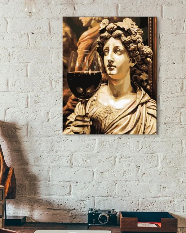 Картина по номерам «Мраморная статуя Вакх с бокалом вина» — картинка 3