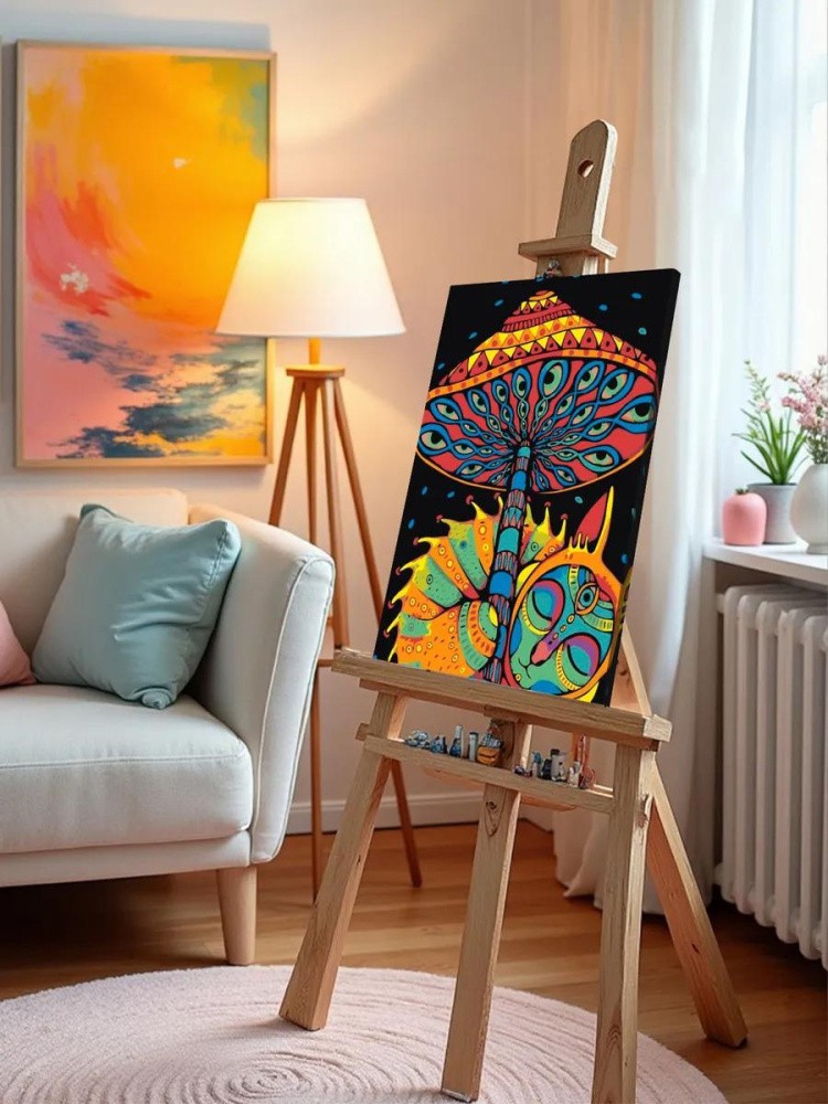 Картина по номерам «Кот под грибом» — картинка 9