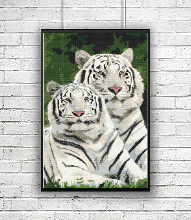 Алмазная вышивка «Тигры альбиносы» — картинка 3