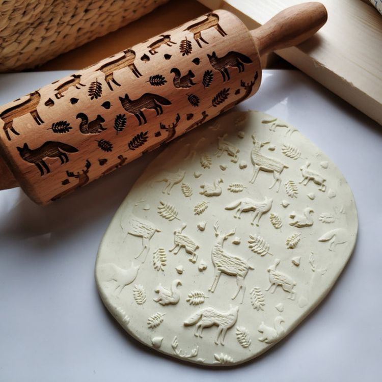 Деревянная скалка «Лесные жители», Березка — картинка 3