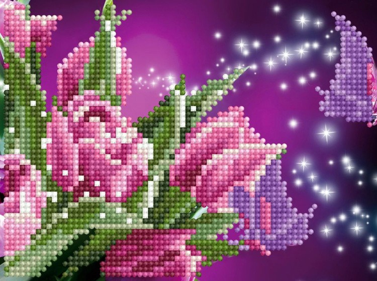 Алмазная вышивка «Розовые тюльпаны» — картинка 2