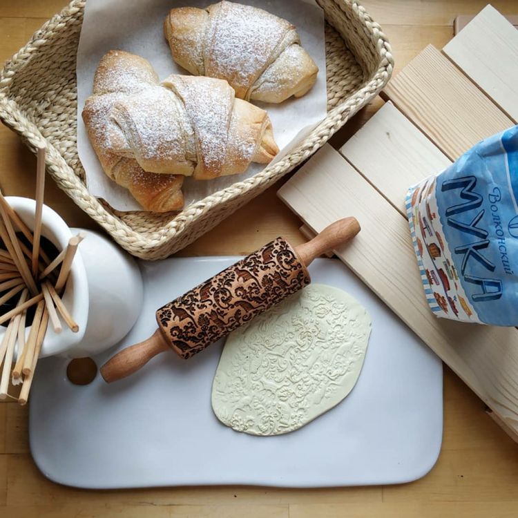 Деревянная скалка с узором «Кошечки», Березка — картинка 3