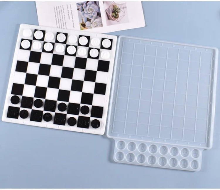 Силиконовые молды - Шахматная доска+шашки, 32,8x27см, 1 молд — картинка 3