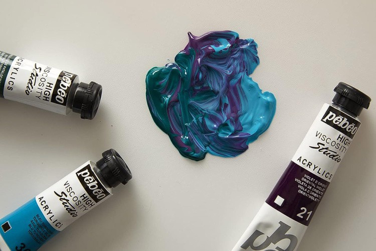 Краски Pebeo акриловые 20 цветов набор Studio Acrylics с кистью 20 мл — картинка 7